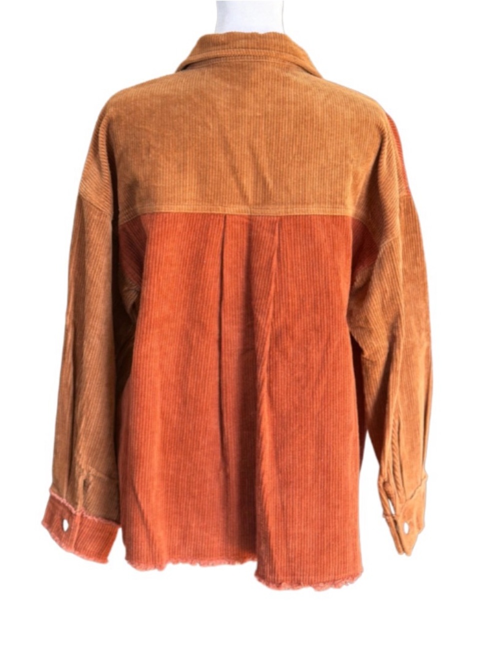 Easel Color Block Corduroy Shacket Oversized Button Front Jacket - Picture 2 of 4
